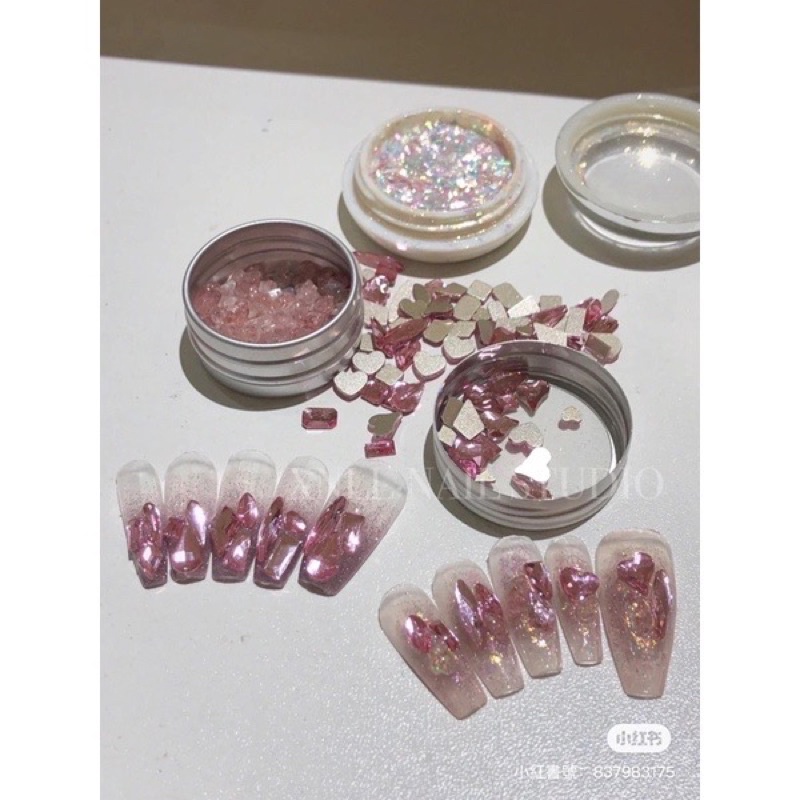 Set đá khối hồng mix 100v