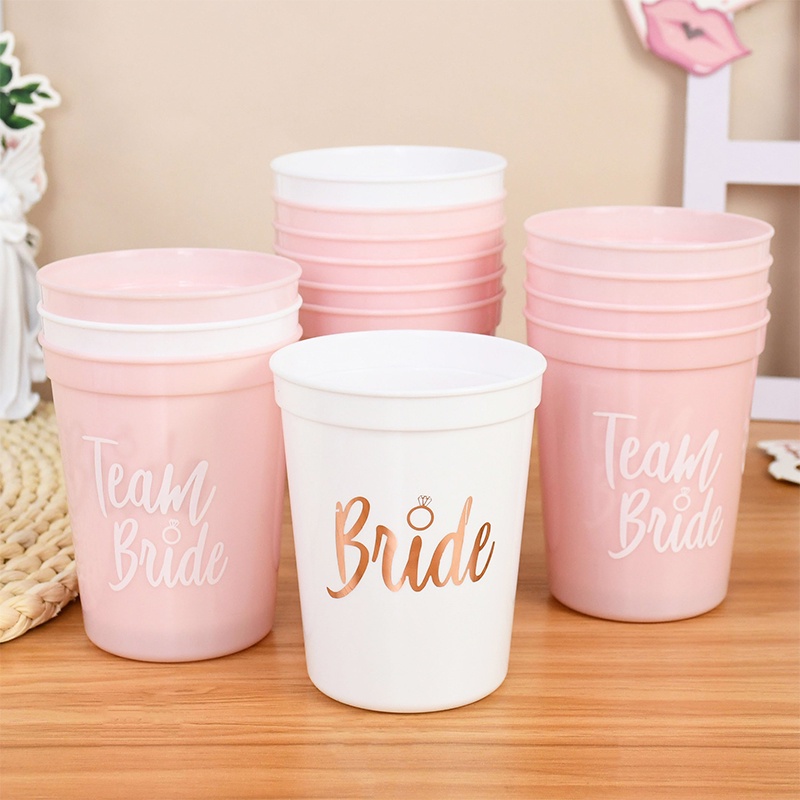 Set 1 / 2 Cốc Nhựa Uống Nước In Chữ Team Bride Bachelorette Độc Đáo Tr