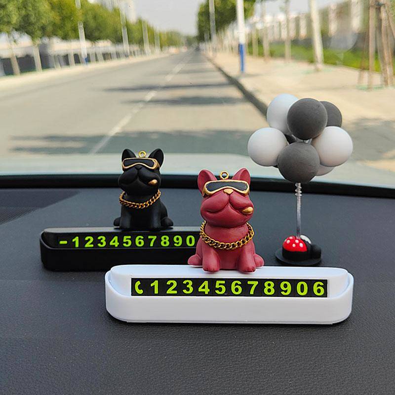 Car Car Interior Supplies Temporary Parking Card Car Decoration Moving Car Number Plate Decoration Bulldog Creative Car Decoration Nội thất xe hơi ODUQ