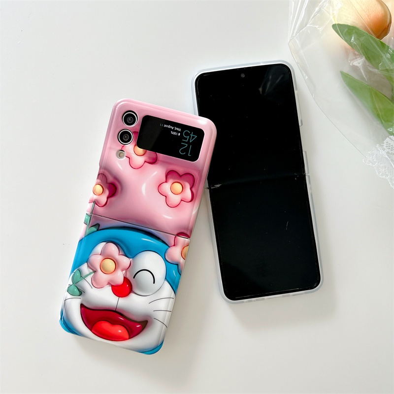 Ốp Điện Thoại Nắp Gập Chống Rơi In Hình Doraemon Cho Samsung Galaxy Z Flip 3 Flip4 Flip4