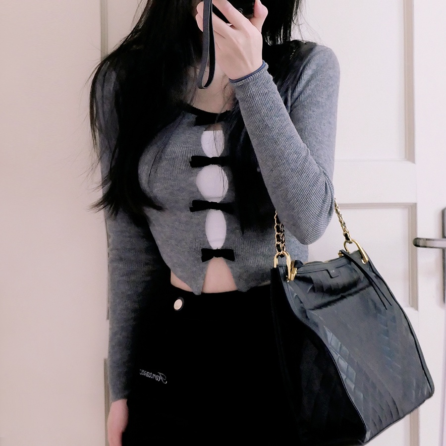 SUXI Áo Croptop Dệt Kim Tay Dài Dáng Ôm Thiết Kế Đơn Giản Thời Trang Mùa Xuân Mới Cho Nữ