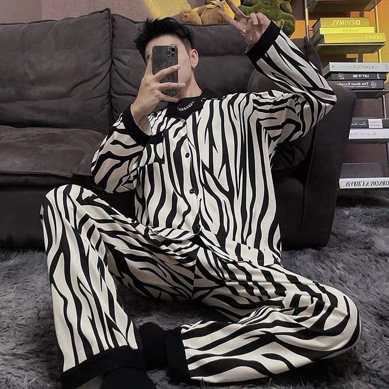 Đồ ngủ nam nữ ngựa vằn mới chất cotton xịn loại 1 siêu thoáng và thoải mái phiên bản dài tay thu đông