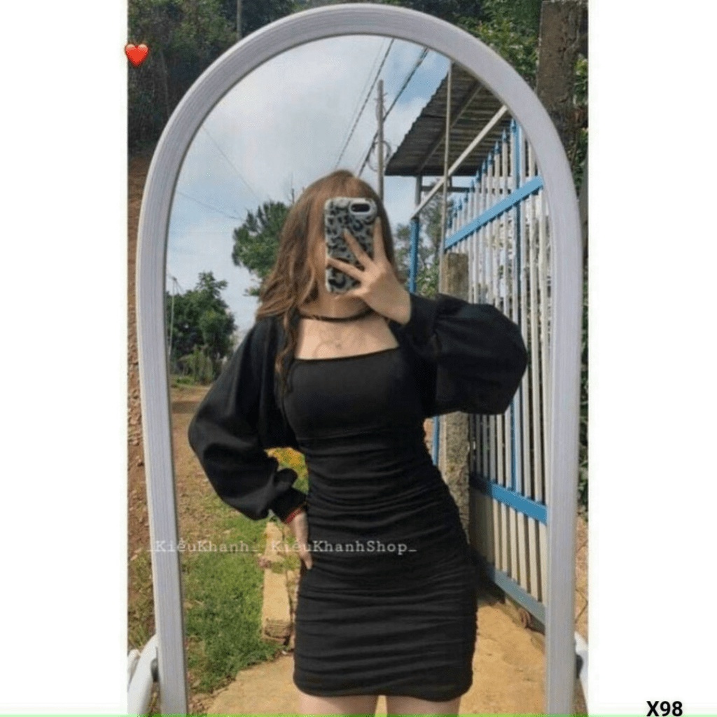 ƯU ĐÃI CÓ HẠN - ĐẦM THUN KÈM GÂN KHOÁC CỔ VUÔNG ÔM DÁNG CỰC SEXY TRONG TONE MÀU ĐEN ĐI CHƠI DỰ TIỆC SIÊU CUỐN HÚT UP VLT