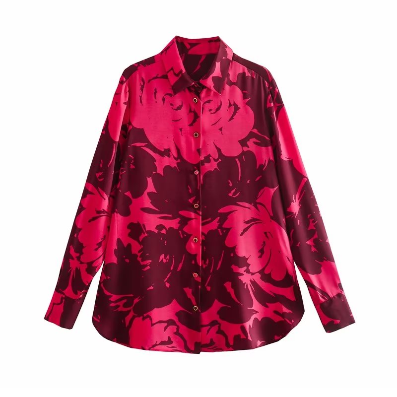 Zara Áo Sơ Mi Lụa satin Tay Dài In Họa Tiết 23 Phong Cách Âu Mỹ Cho Nữ 2404 747