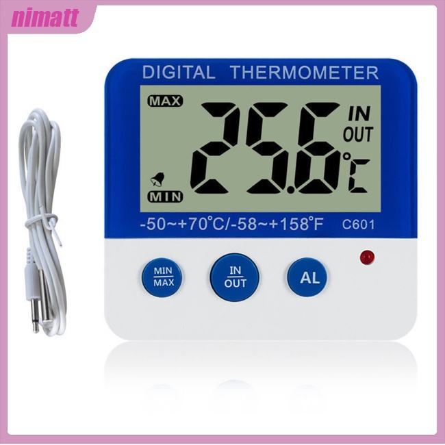 Nhiệt Kế Điện Tử Có Đèn Led Cho Tủ Lạnh °C/°F Đồng Hồ Đo Nhiệt Độ Và Độ Ẩm Có Đèn Led Báo Hiệu