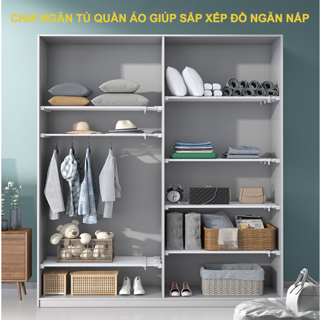 Kệ Chia Ngăn Tủ Quần Áo Thông Minh>>Bản Đặc Biệt Rộng 42cm>>Không Cần Khoan.