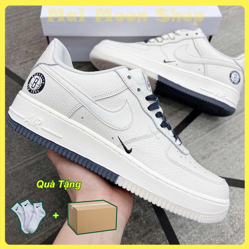 Giày _Nike Air Force 1 Low Brook.Lyn Sail Black, AF1 Màu Be Đế Âm Dương 2 Màu Cực Hot