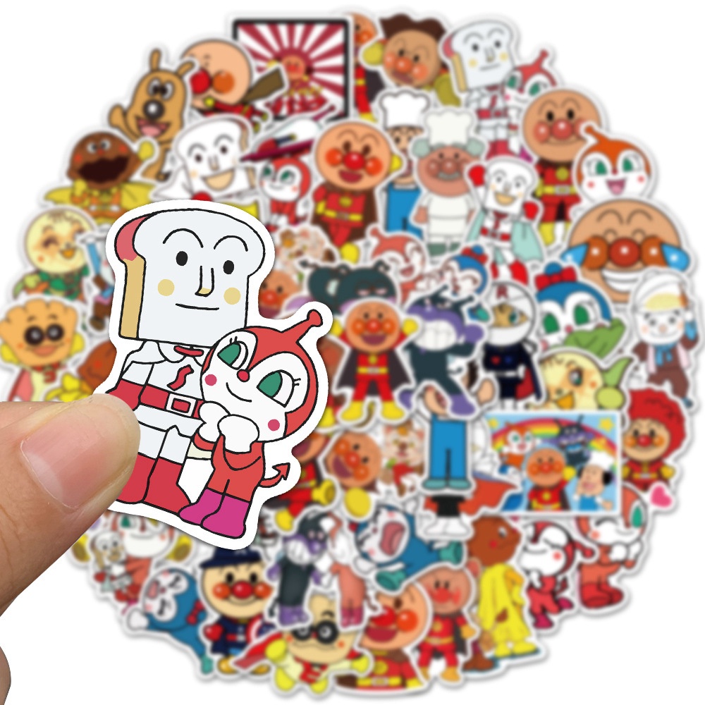 50pcs set Anpanman Stickers Waterproof Reusable Decor Laptop Graffiti Kid DIY Gift