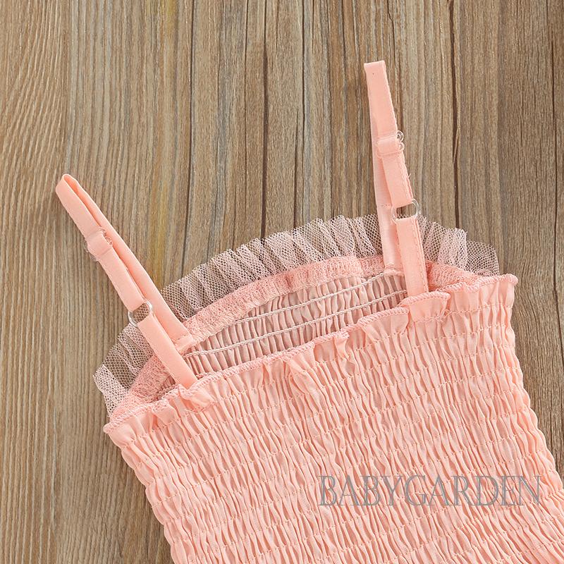 Đầm Công Chúa Hai Dây Sát Nách Màu Trơn Phối Lưới Thời Trang Cho Bé Gái 0-18 Tháng Tuổi (Babygarden1)