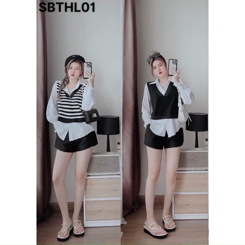 SET 3 MÓN ÁO SMI PHỐI GILE
