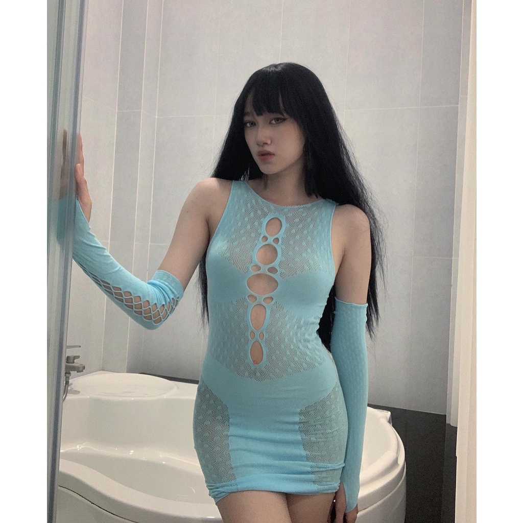 Đồ ngủ sexy QUENQUEN đồ ngủ nữ ren lưới màu đen freesize 1195 | BigBuy360 - bigbuy360.vn