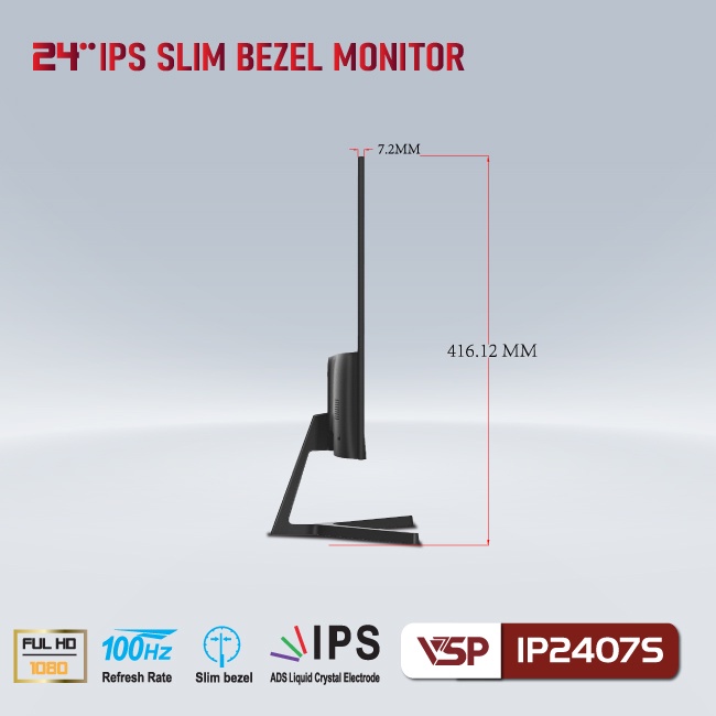 Màn hình VSP IP2407S 24inch (23.8" IPS FHD 100Hz, HDMI+VGA+Audio 3.5) - Hàng chính hãng | BigBuy360 - bigbuy360.vn