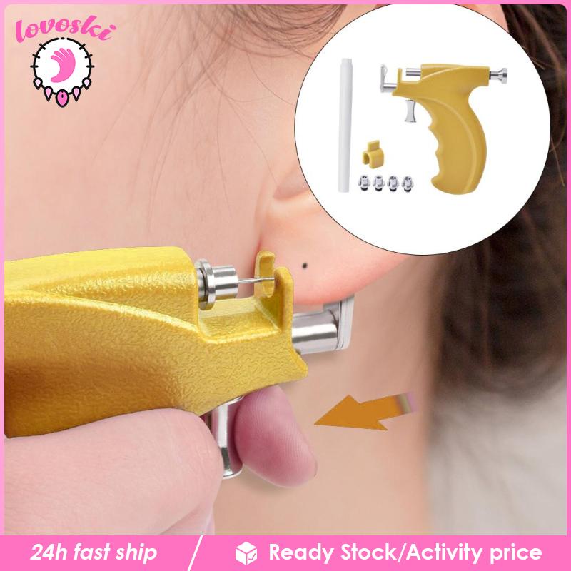 Dụng Cụ Xỏ Khuyên Tai Bằng Thép Không Gỉ Màu Vàng