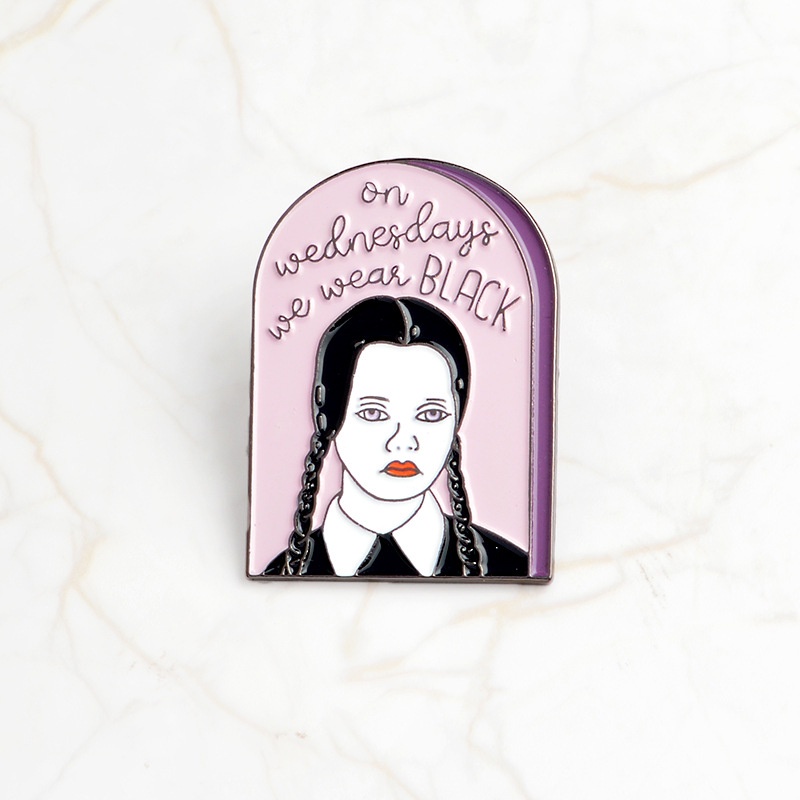 Wednesday Family Addams Brooch Skull Black Badge Lapel Pin Kids Gifts