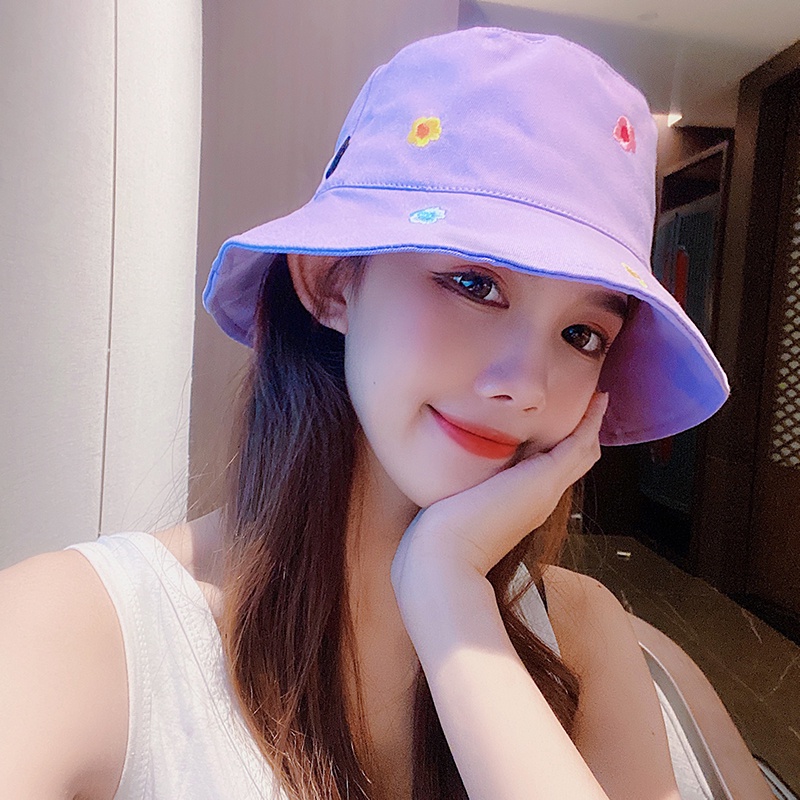 Nón Tai Bèo Chống Nắng Thêu Họa Tiết Hoa Dễ Thương Phong Cách Hàn Quốc Thời Trang Mùa Hè Cho Nữ