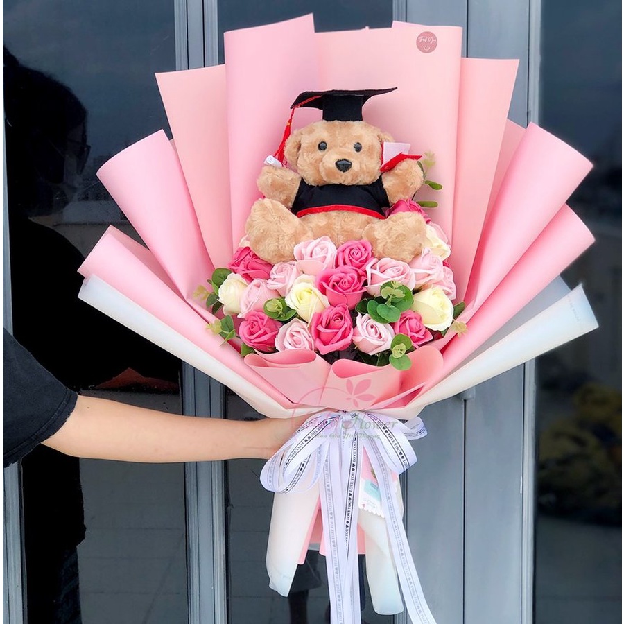 [Hỏa tốc] Bó hoa gấu mini phối hoa sáp thơm tặng lễ tốt nghiệp, valentine, 8/3, 20/10, 20/1 sinh nhật cho người yêu Lala