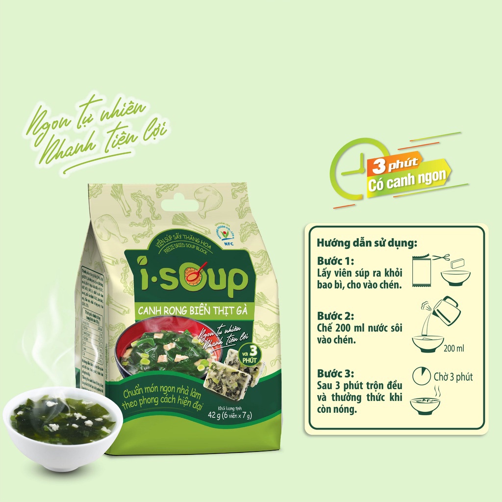 Canh rong biển thịt gà ăn liền I-SOUP 42g túi 06 viên GOMI Flagship Store