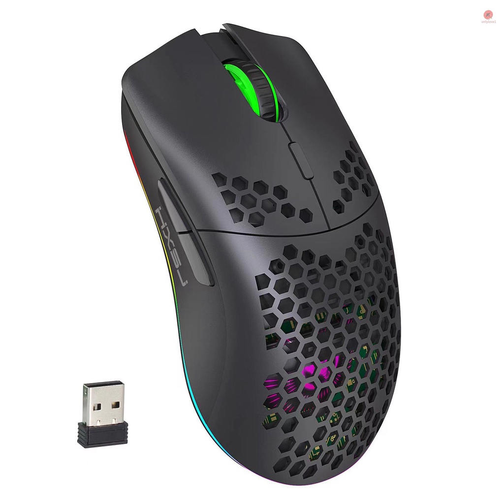 Chuột Không Dây Chơi Game HXSJ T66 RGB 2.4G Màu Đen Có Thể Điều Chỉnh