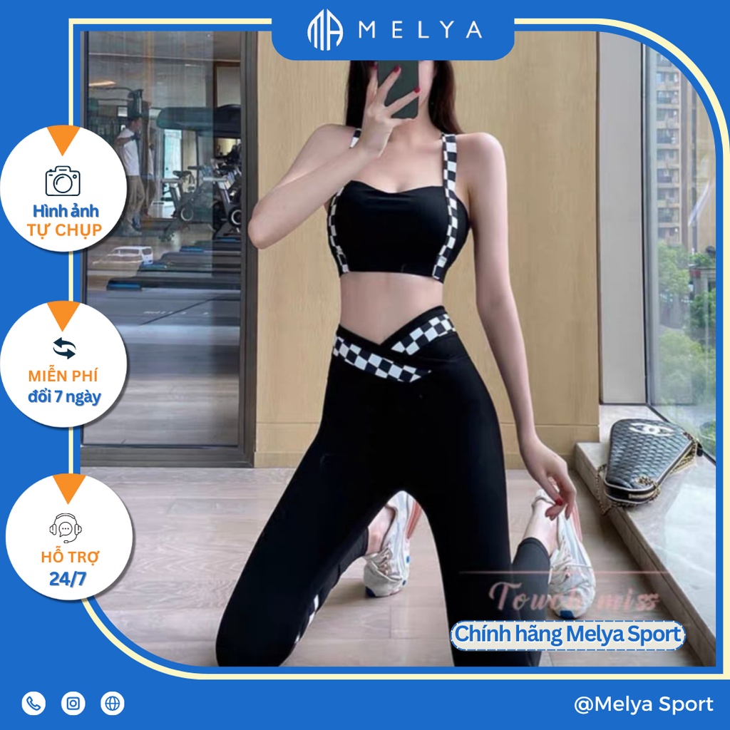 Set Đồ Tập Nữ Tập Thể Thao Gym Yoga Cao Cấp Caro - Đồ tập gym yoga chạy bộ thể thao nữ Melya Sport