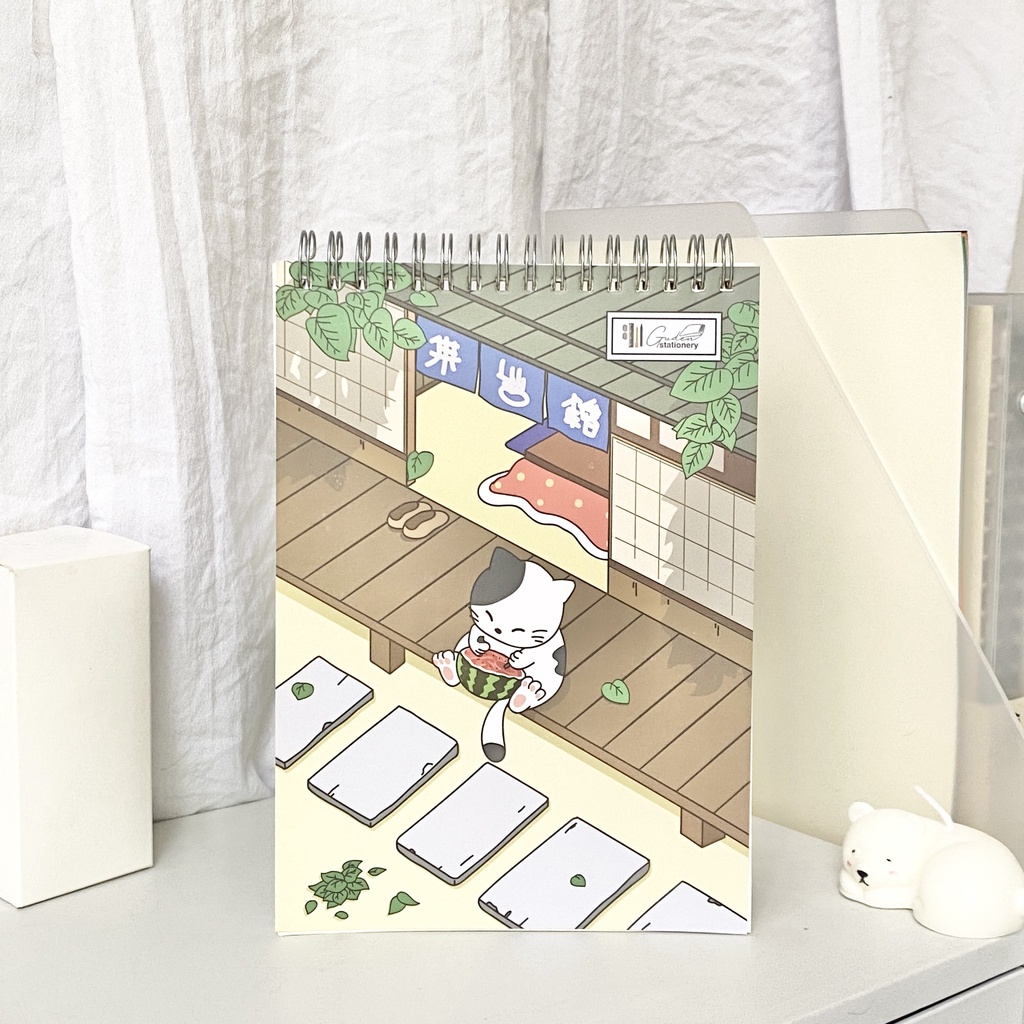 Sổ tay vẽ chì, Sketchbook cỡ A5 mèo Nhật_Guden Stationery