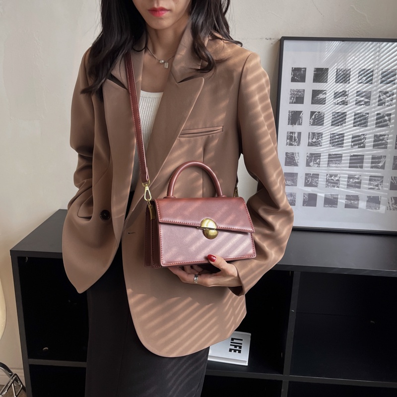 Túi Đeo Vai Có Khóa Kiểu retro Đơn Giản Dễ Phối Đồ Cho Nữ