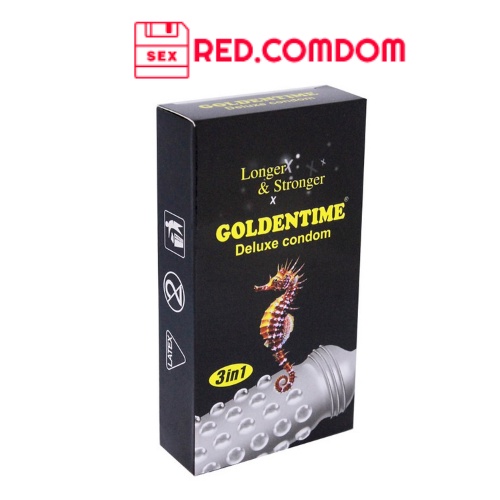 Bao cao su Golden Time 3 in 1 Gân Gai Kéo Dài Thời Gian Hộp 12 chiếc