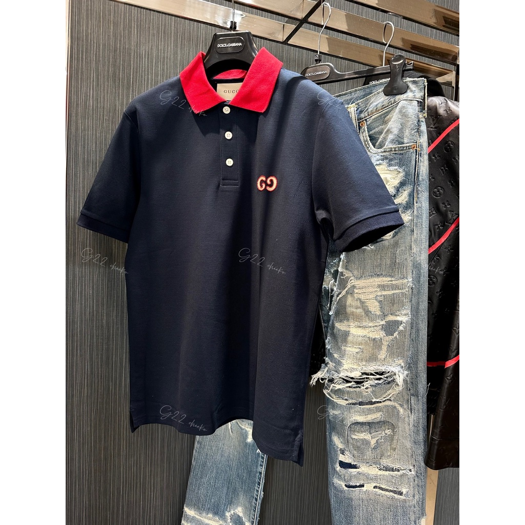 Áo polo Gucci phối cổ đỏ logo GG LA 1-1 on web