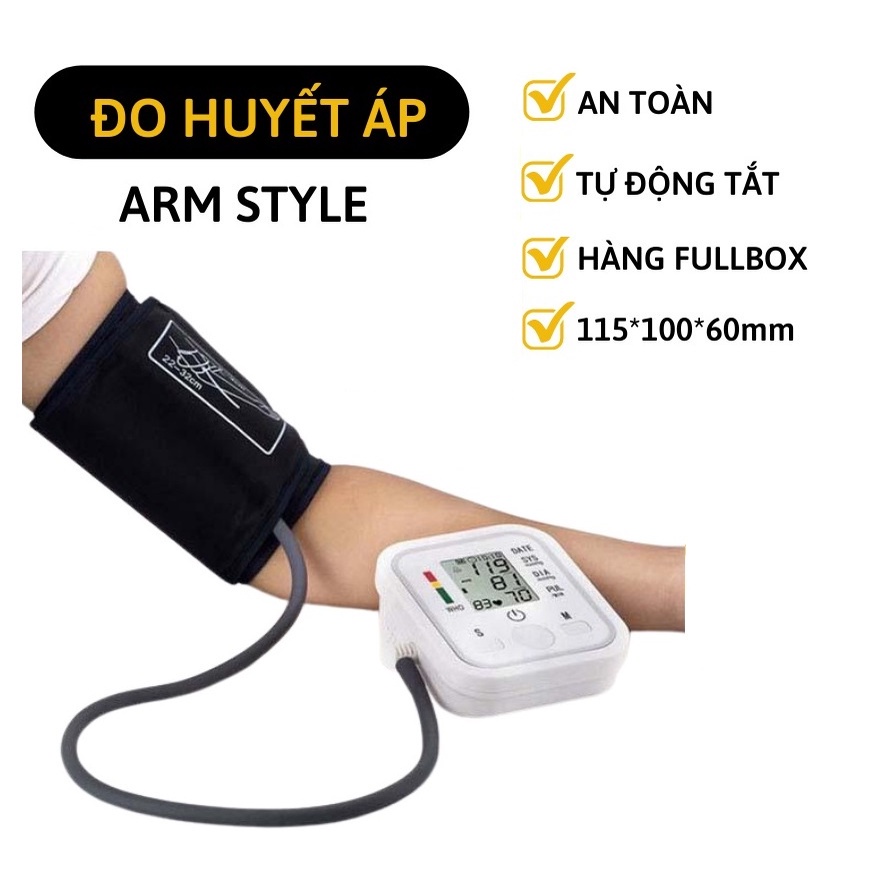 MÁY ĐO HUYẾT ÁP BẮP TAY TỰ ĐỘNG CAO CẤP (ARM STYLE) tặng kèm túi rút chắc chắn (Đo huyết áp điện tử)