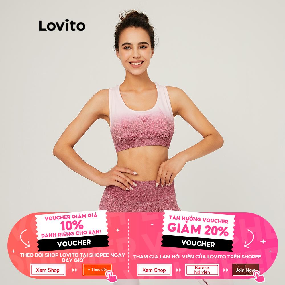 Áo ngực thể thao Lovito không gọng không đường may ôm dáng thoáng khí thấm hút mồ hôi L03114 màu đỏ gradient