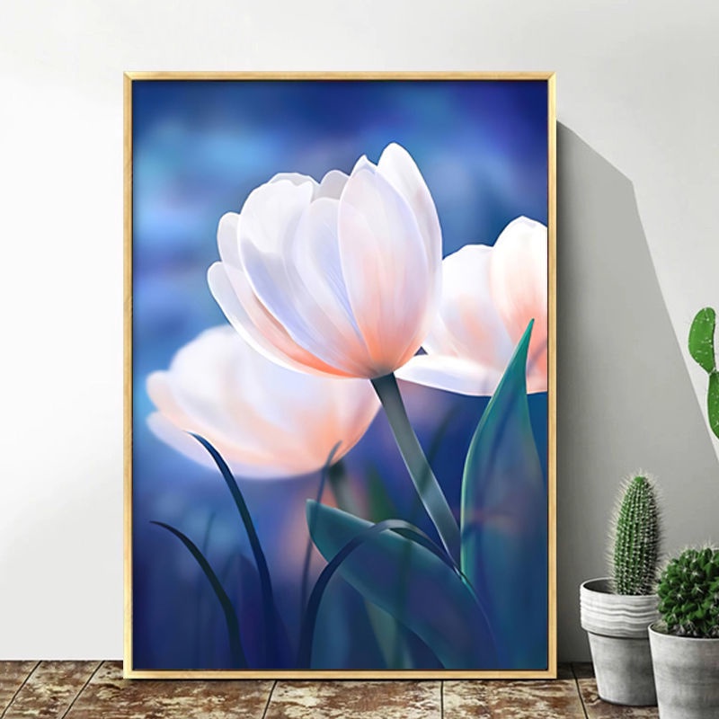Bộ Tranh Thêu Chữ Thập Thủ Công Tự Làm Hình Hoa Tulip Màu Hồng 2023