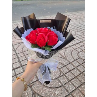 Bó hoa hồng sáp thơm, bó hoa hồng 7 bông , quà tặng valentine và 8/3
