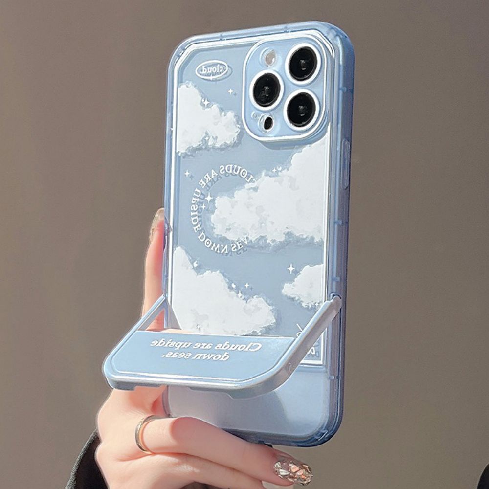 Ốp Điện Thoại TPU Dẻo Họa Tiết Bầu Trời Đầy Sao / Đám Mây Kèm Giá Đỡ Tàng Hình Cho IPhone 14 13 12 11 Pro Max