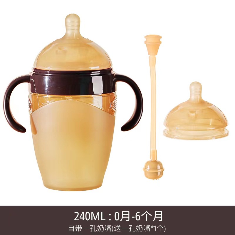 Bình Sữa Bằng Silicone Có Tay Cầm Cho Bé Sơ Sinh Từ 0 Đến 6 Tháng Tuổi