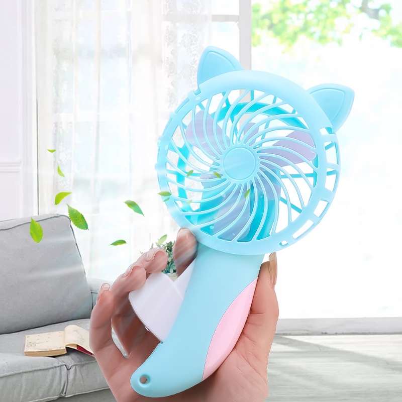 Quạt Điện Mini Cầm Tay Hình Mèo Màu Sắc Ngẫu Nhiên Tiết Kiệm Không Gian