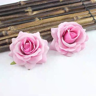 (9cm) Đầu bông hồng lụa ruby trang trí