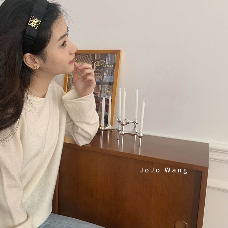 Băng Đô Cài Tóc Đính Nơ Màu Đen Thiết Kế Đơn Giản Cho Nữ