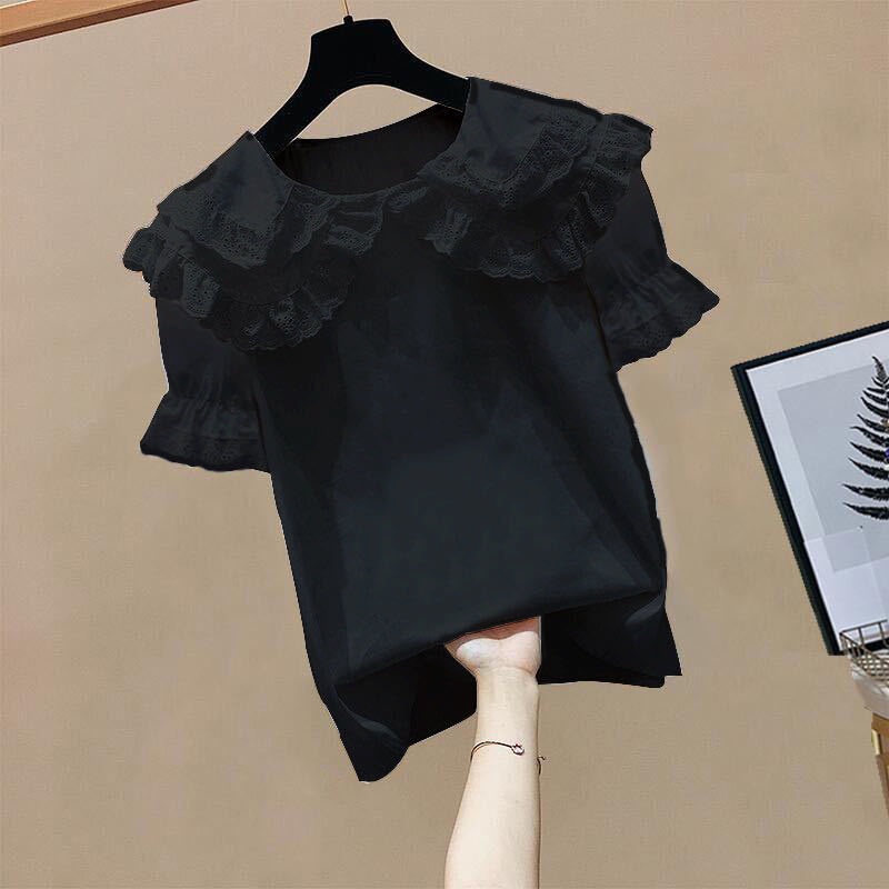 Áo Sơ Mi Trắng Tay Dài Cổ Búp Bê Phối Ren Thời Trang Mùa Hè Hàng Mới 2022 Dành Cho Bạn Gái