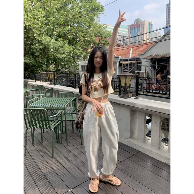 Ethelgirl Áo Thun Lửng Ngắn Tay In Họa Tiết Thời Trang Dành Cho Nữ