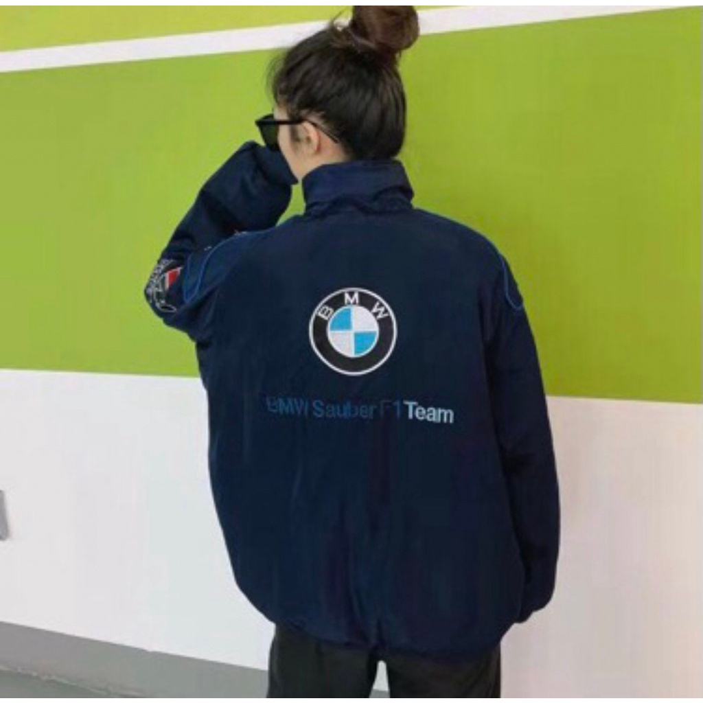 Áo Khoác Cotton Tay Dài Thêu Họa Tiết F1 Phong Cách Retro Thời Trang Thu Đông