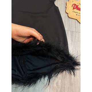 body ống cúp tua lông khoét eo