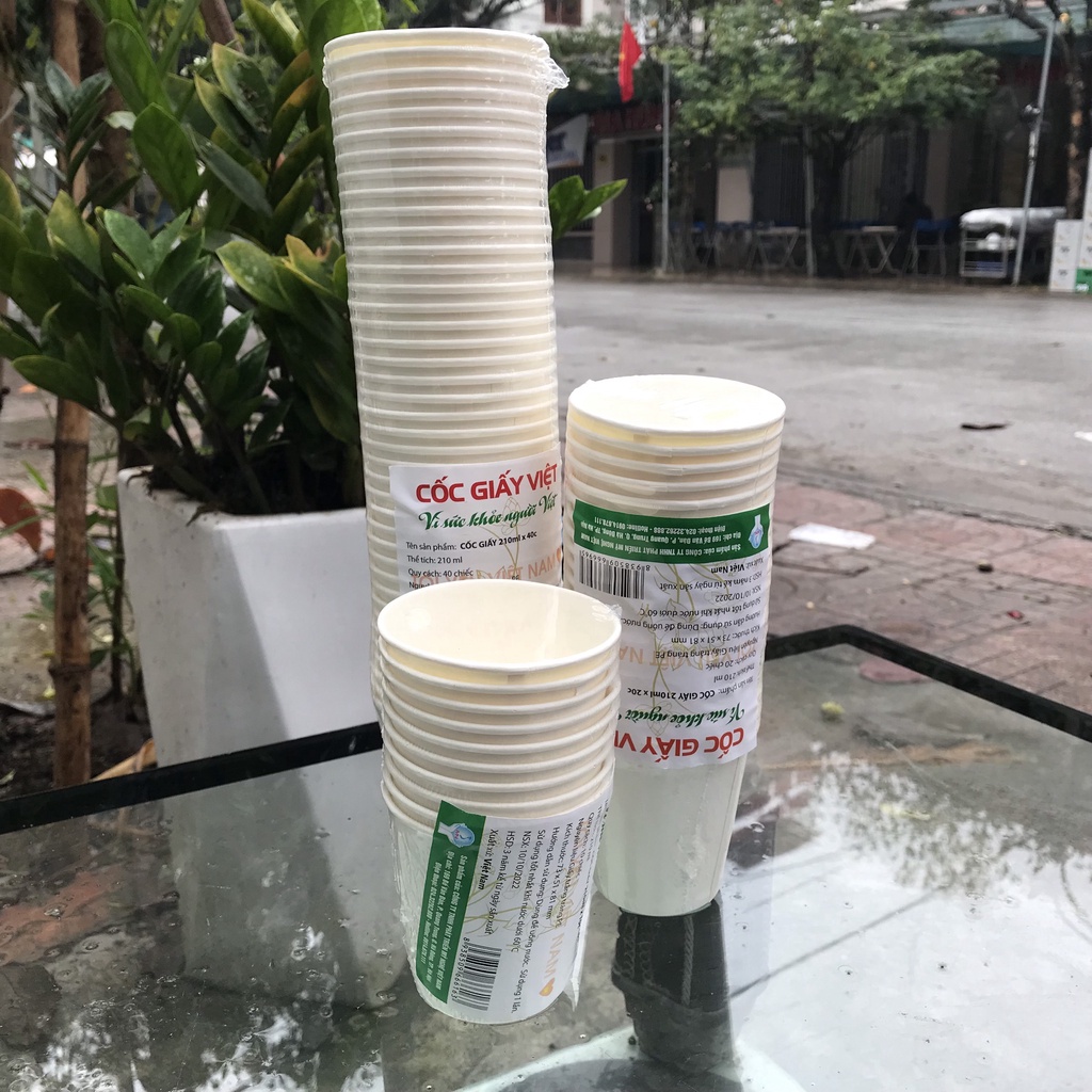 Cốc giấy dung tích 210ml, Ly uống nước dùng 1 lần, thích hợp đi du lịch, dã ngoại, quán cafe thân thiện với môi trường)