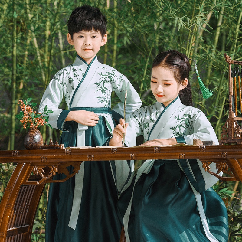 Quần áo Hanfu dành cho trẻ em của Trường Quốc gia Nam sinh Trang phục cổ đại mới của nữ sinh Váy Học sinh tiểu học Ngâm