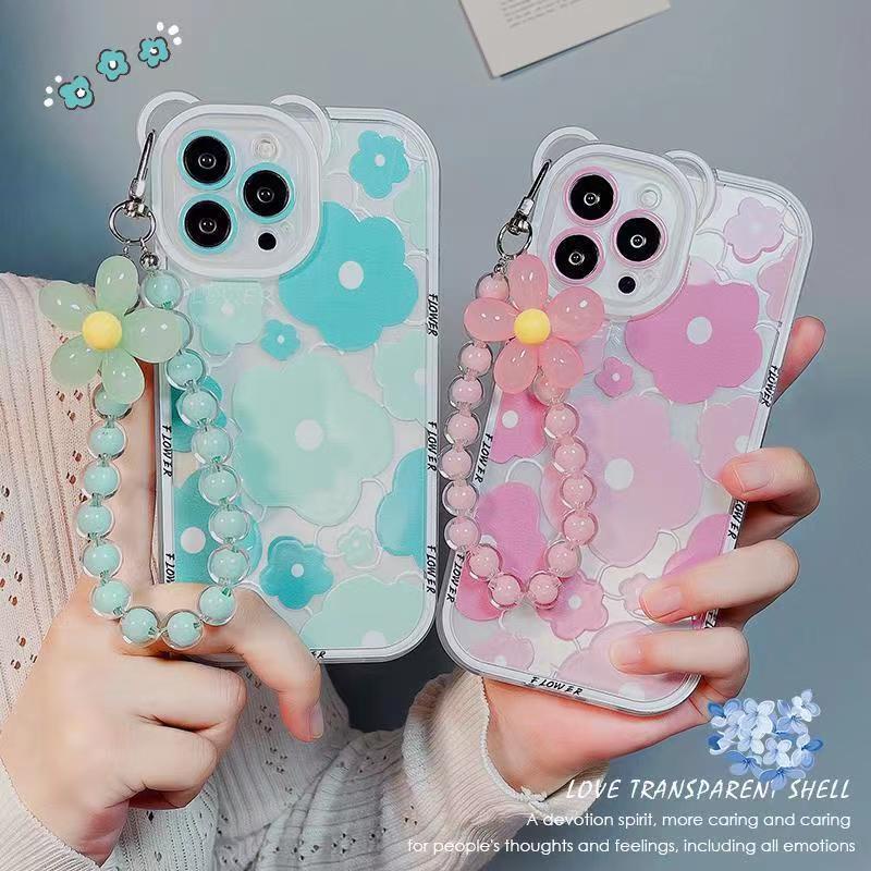 Ốp Điện Thoại Mềm Trong Suốt Họa Tiết Hoa Tai Gấu 3D Dễ Thương Cho iphone 14 Pro Max 13 12 11 XR XS X 7 8 plus