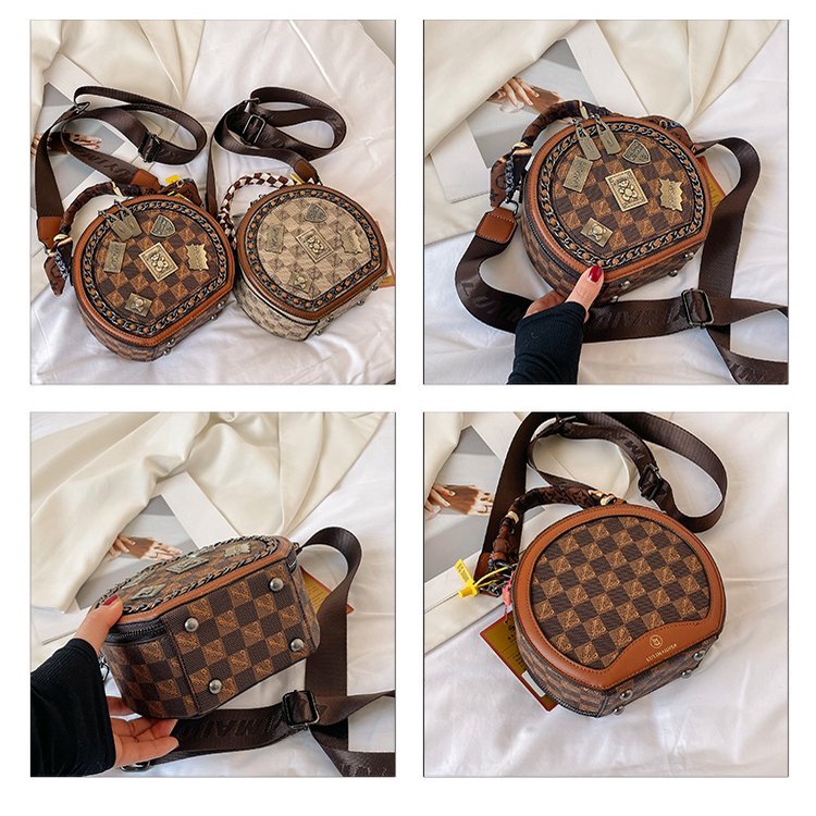 Túi Đeo Chéo Da pu Phối Pvc Màu Tương Phản Thời Trang Cho Nữ