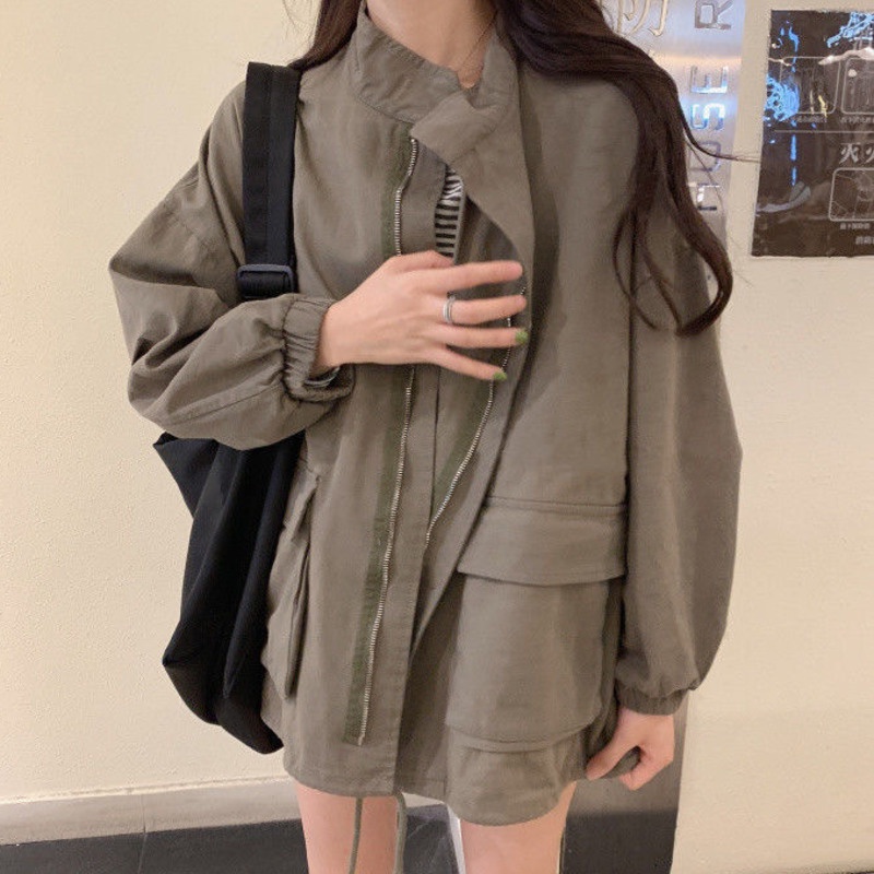 Áo Khoác Bóng Chày Tay Dài Phong Cách Hàn Quốc Cho Nữ