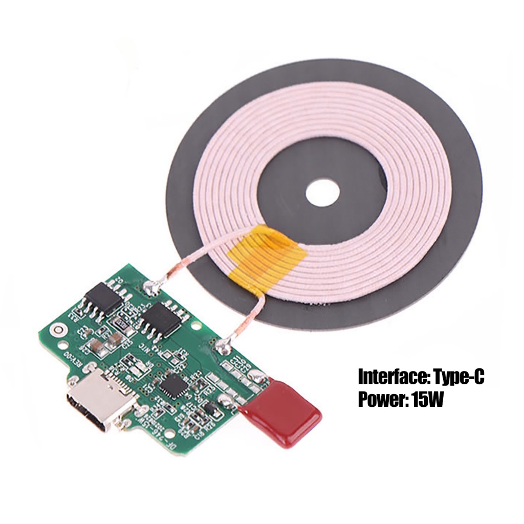 Bảng Mạch Sạc Nhanh Không Dây Qi Cổng Type-C 15W Cho Điện Thoại Di Động