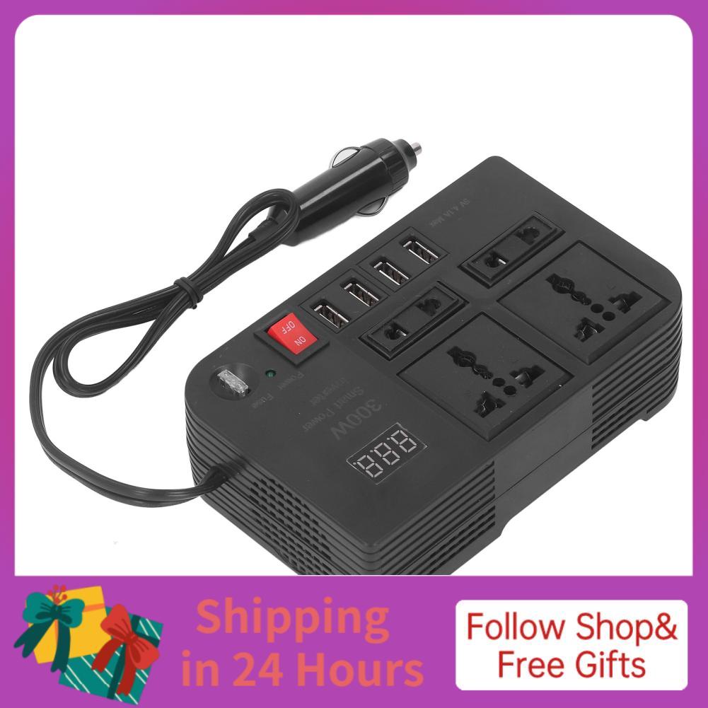 Iuxishop Power Inverter Plug Adapter 12V to 220V Converter 300W Digital Display Low Voltage Protection
