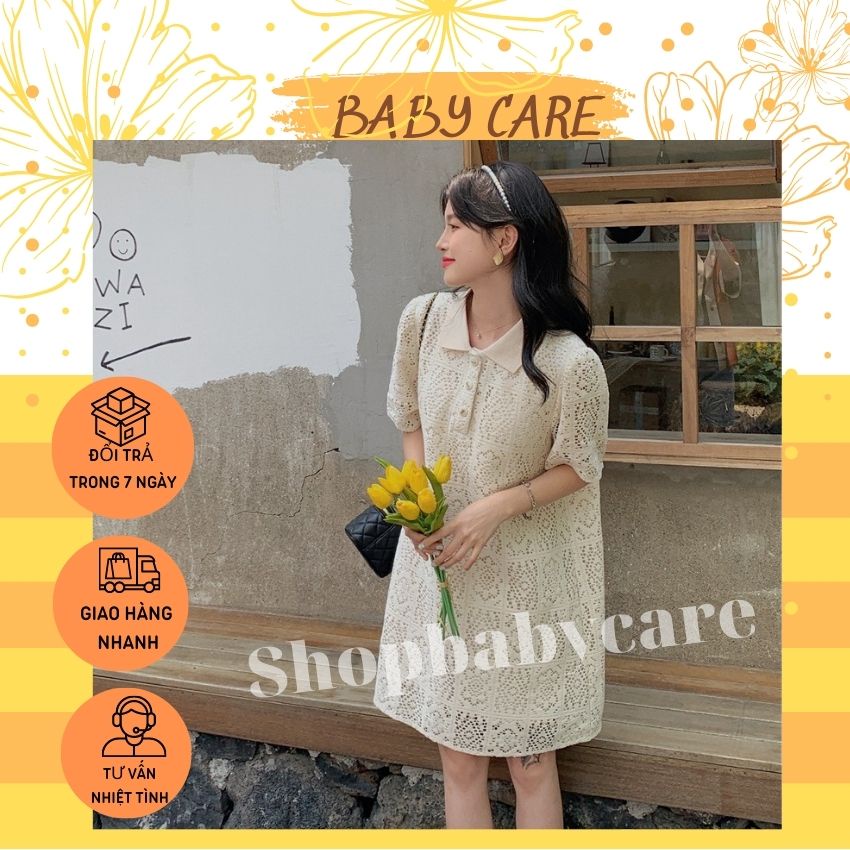 VÁY BẦU REN POLO CỔ ĐỨC CHẤT ĐẸP SANG CHẢNH CHO MẸ BẦU- ĐẦM BẦU CÔNG SỞ, GIÁ RẺ VÁY MÙA HÈ XINH XẮN