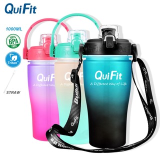 Bình Nước 1L Không BPA Có Ống Hút Loại Bỏ Và Miệng Rộng Dễ Vệ Sinh Cho Người Tập Gym