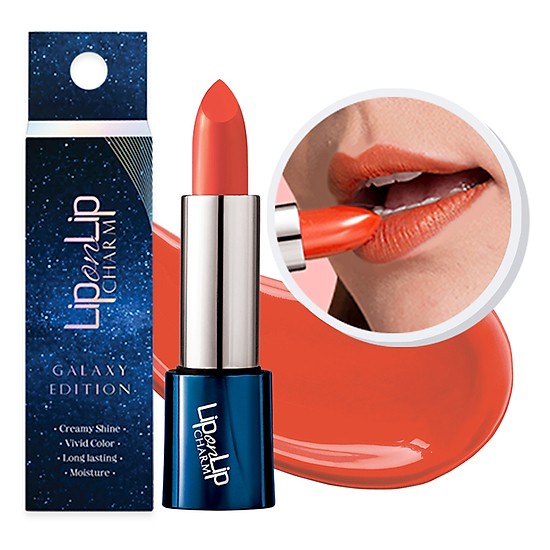 Son Lì Lip On Lip Galaxy Màu Cam Gạch Fever Orange 4g Charm Galaxy Edition